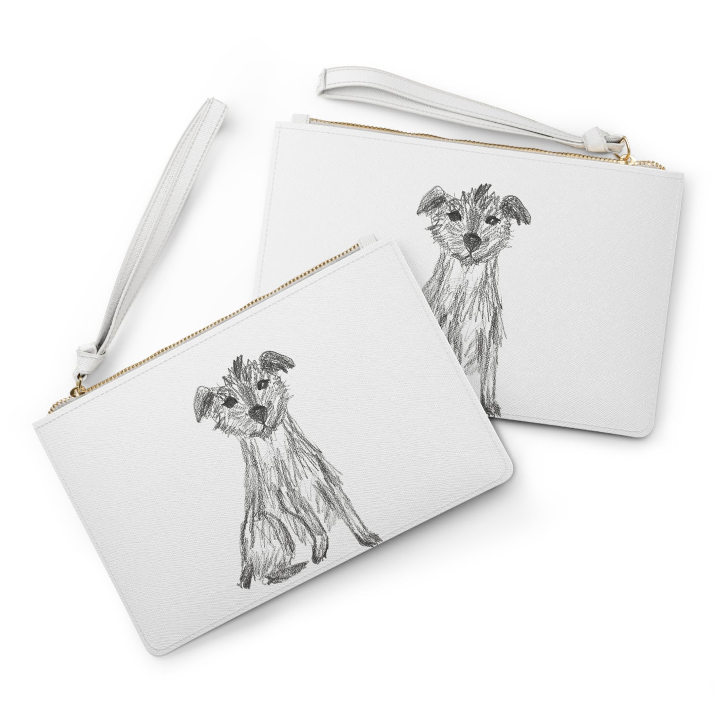 Patterdale Dog Sketch Clutch Bag — Hand-Drawn Puppy Wristlet Purse