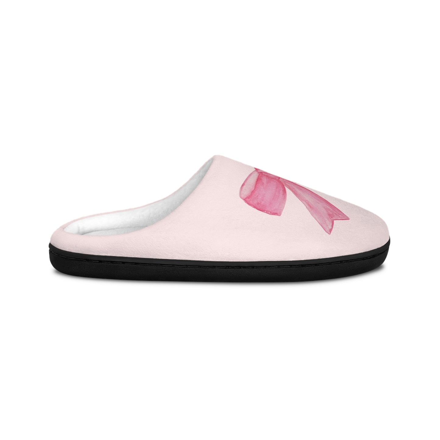 Pink Bow Women's Cozy House Slippers — Ballet Ribbon Design