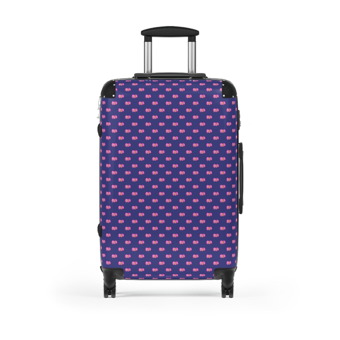 Pink Begonia Floral Pattern Carry-On Suitcase — Blue & Pink Travel Luggage