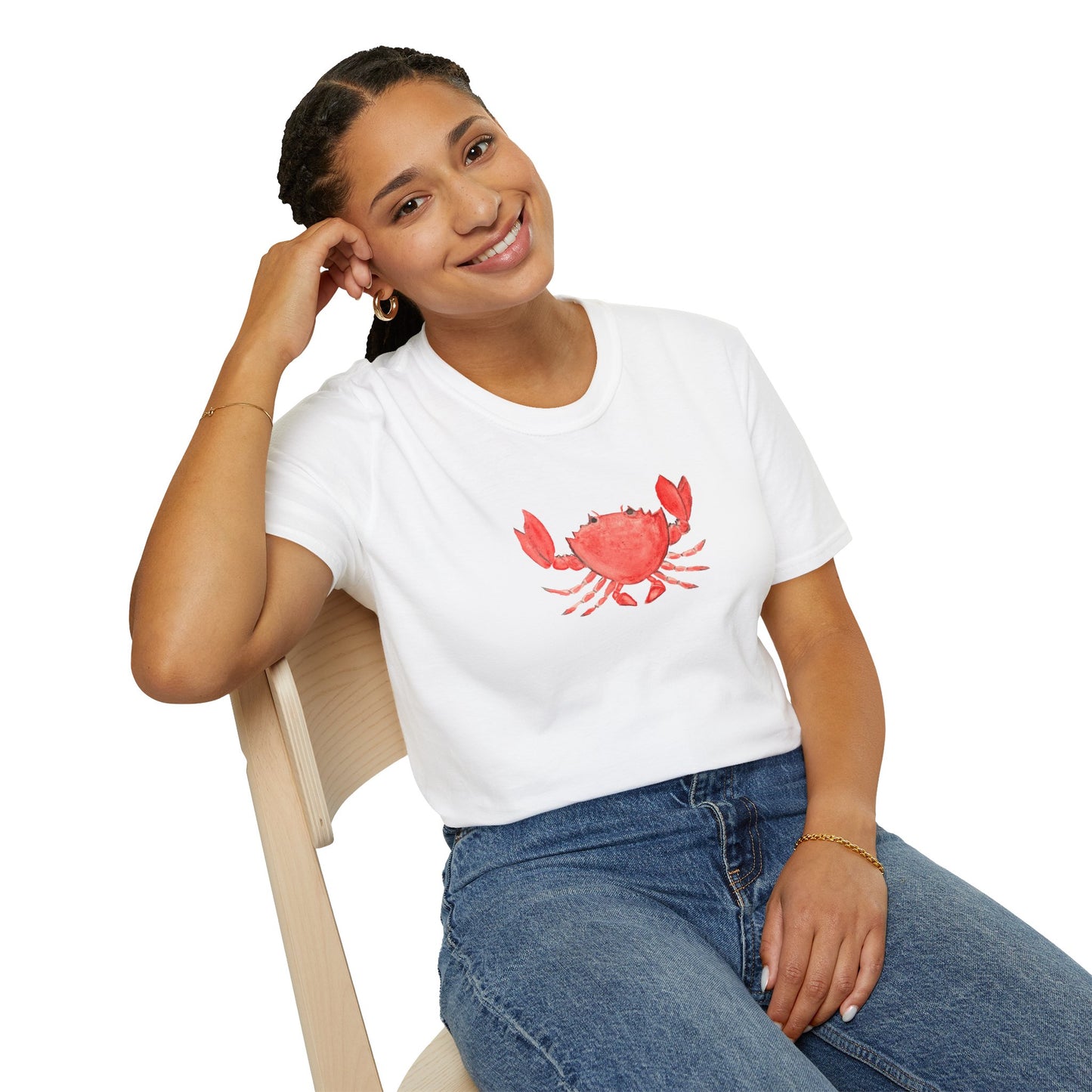 Crab Watercolor T-Shirt — Cute Coastal Beach Graphic Tee