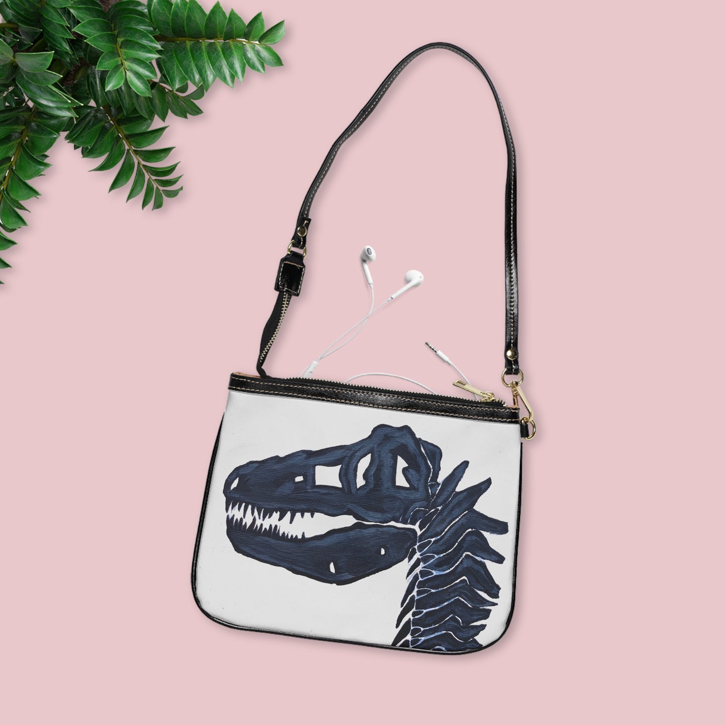 Dino Skull Small Shoulder Bag — Gothic Skeleton Dino Crossbody Purse