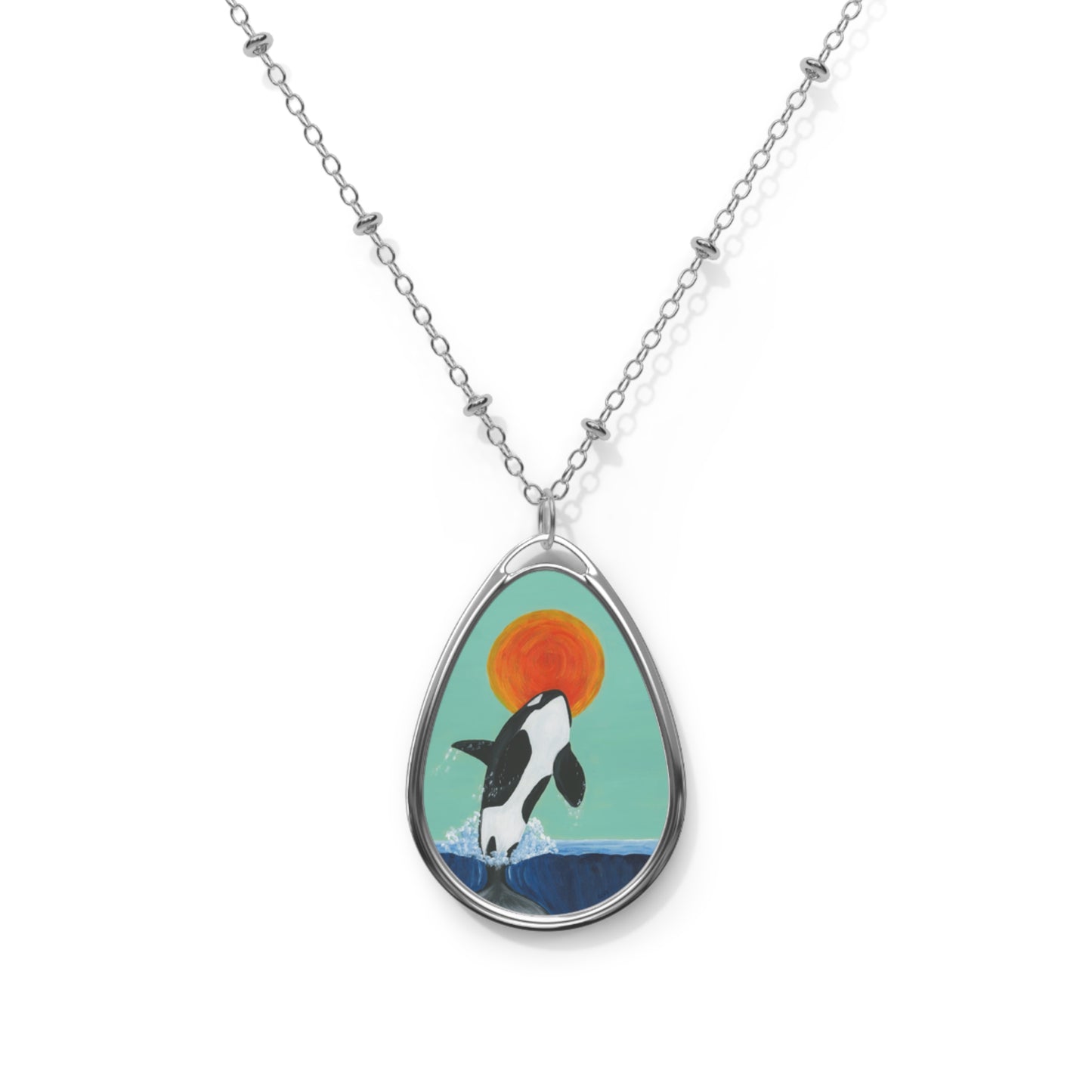 Up for Some Sun Orca Whale Oval Necklace