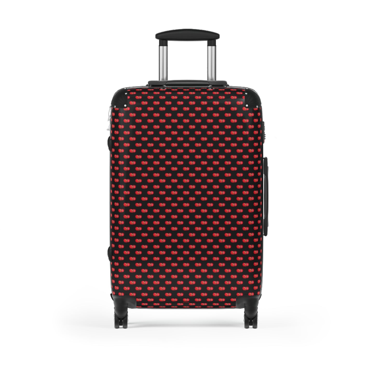 Red Begonia Floral Pattern Carry-On Suitcase — Black & Red Travel Luggage
