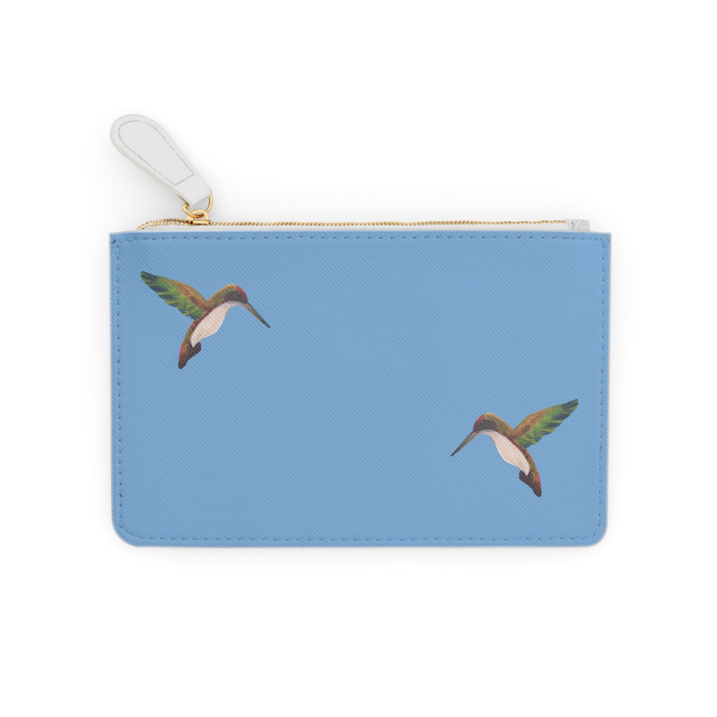 Mini Clutch Bag With Cute Hummingbirds in Blue