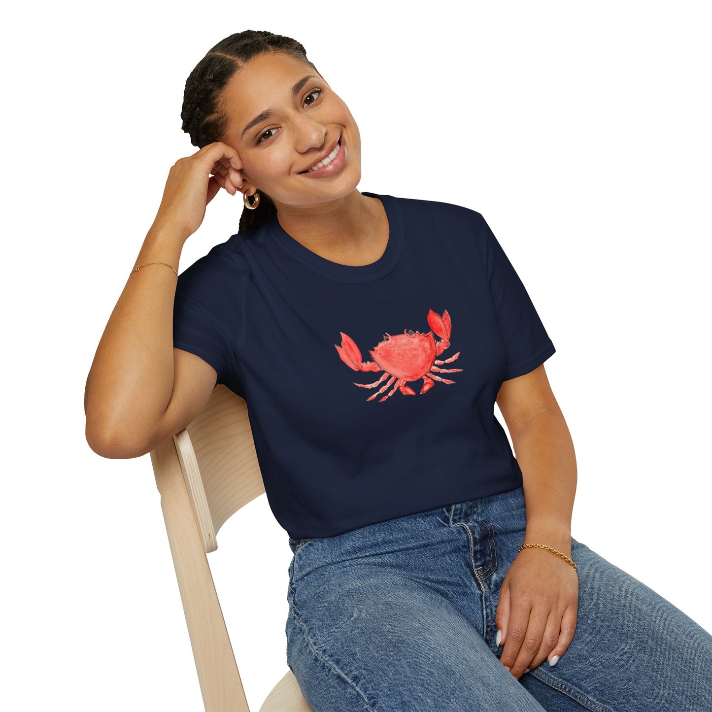 Crab Watercolor T-Shirt — Cute Coastal Beach Graphic Tee