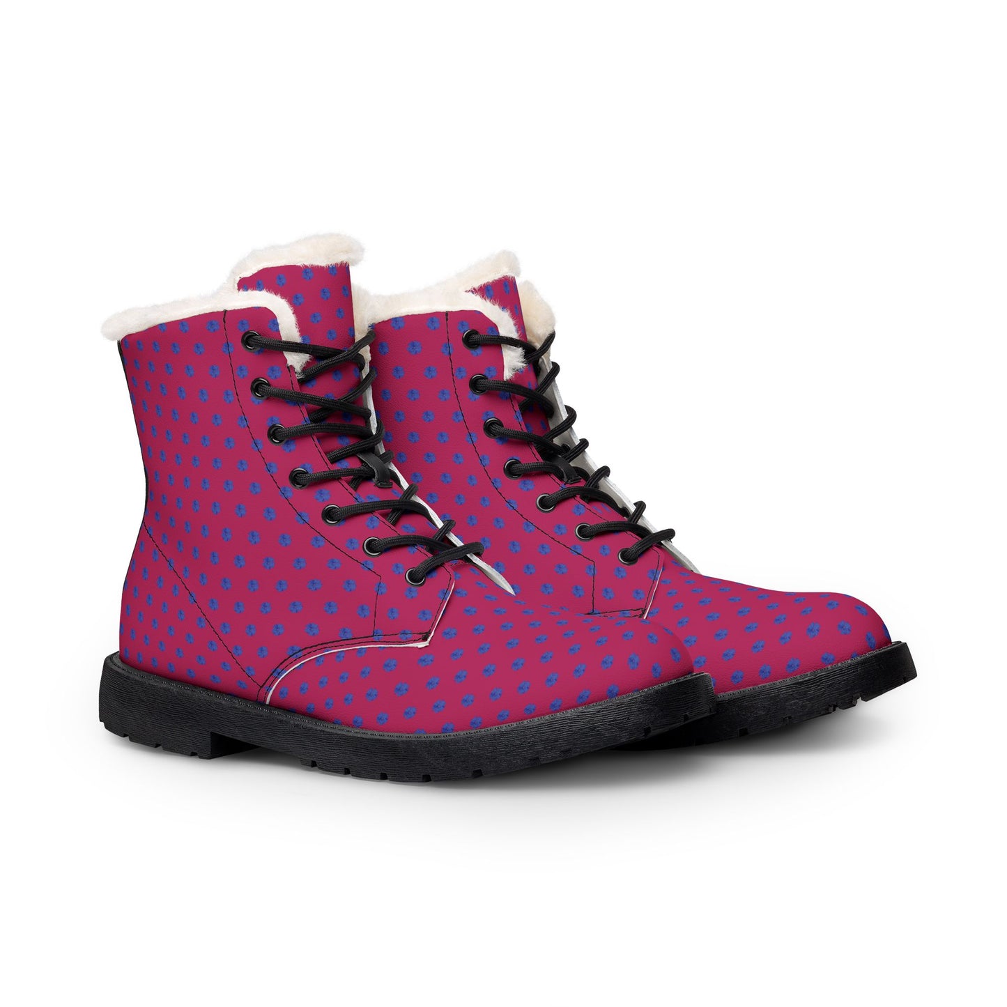 Plumbago Blue Floral Hot Pink Women's Boots