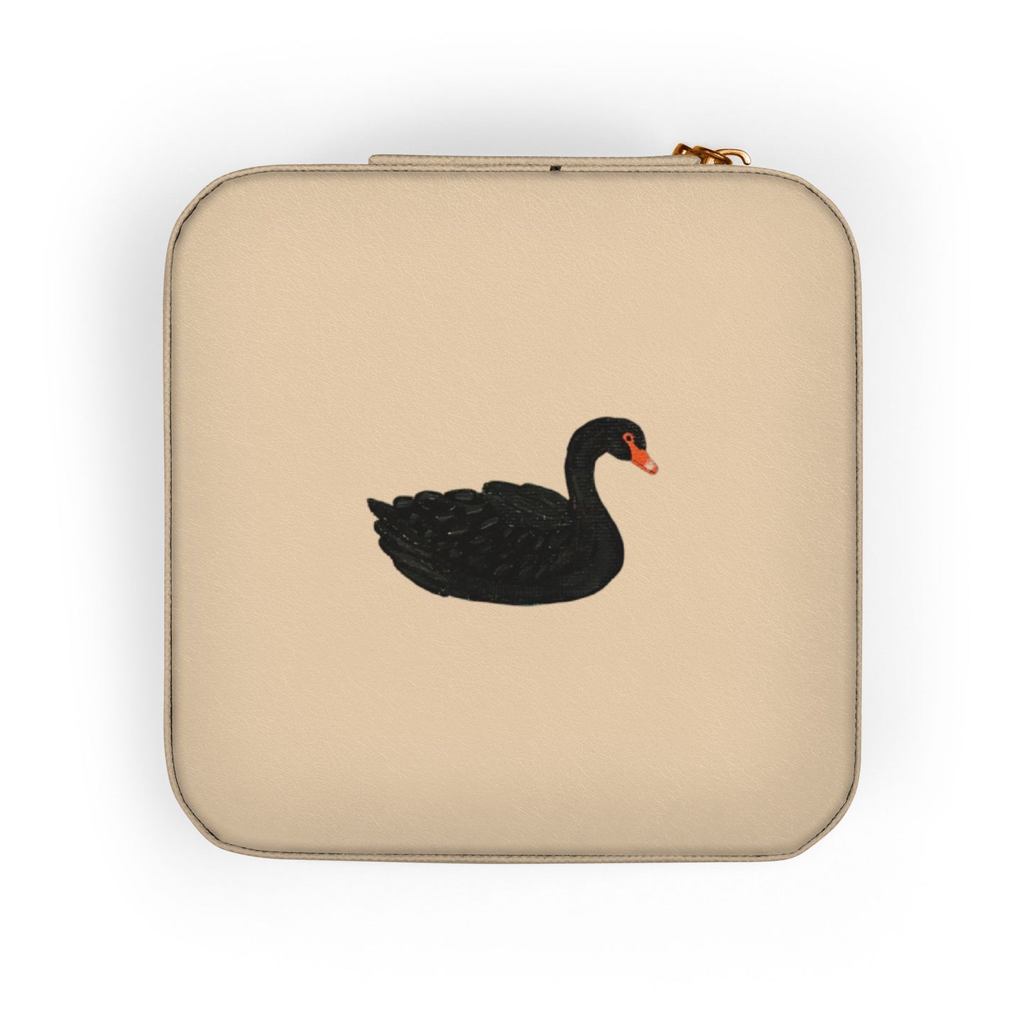 Compact Black Swan Jewelry Travel Case — Ring & Earring Organizer