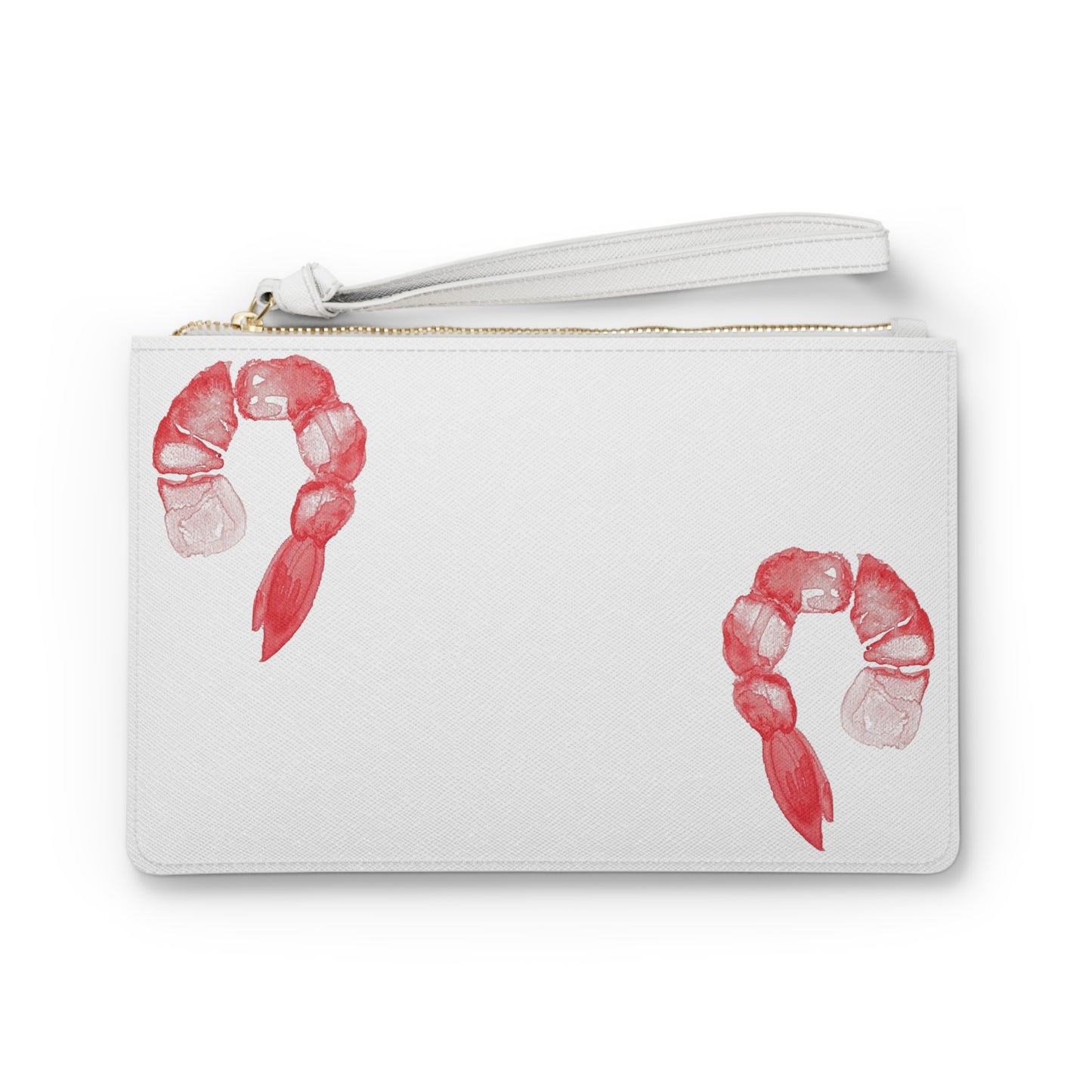 Watercolor Shrimp Clutch Bag — Coastal Seafood Wristlet Purse