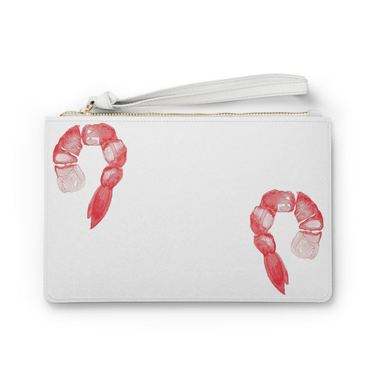 Watercolor Shrimp Clutch Bag — Coastal Seafood Wristlet Purse