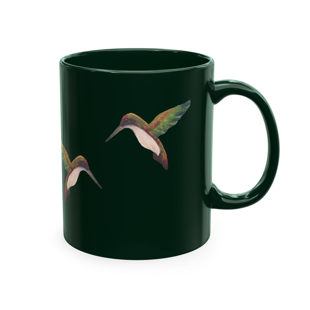 Hummingbird Pattern Ceramic Mug — Watercolor Nature Bird Coffee Cup