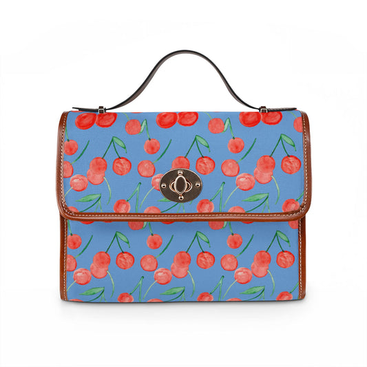 Watercolor Cherry Pattern Canvas Bag | Waterproof Fruit Purse