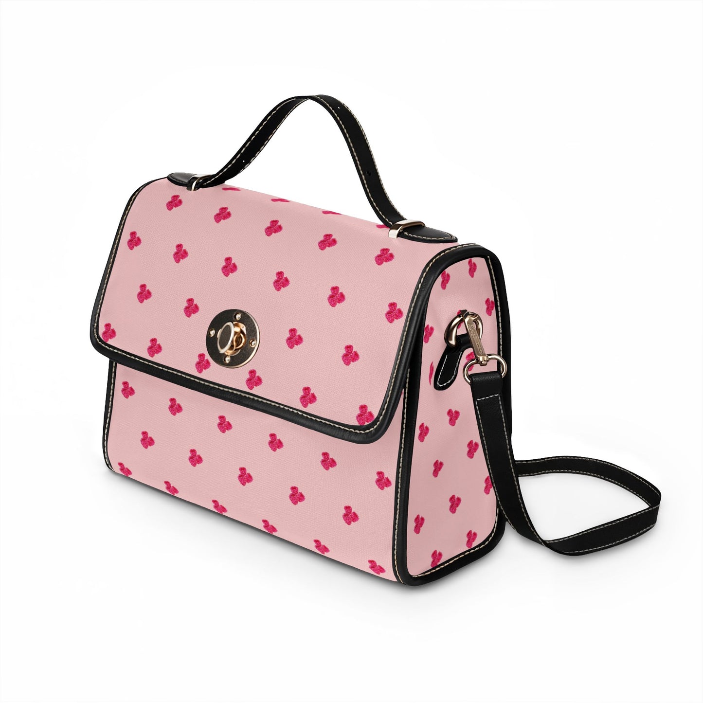 Raspberry Pattern Canvas Tote — Waterproof Fruit Print Bag