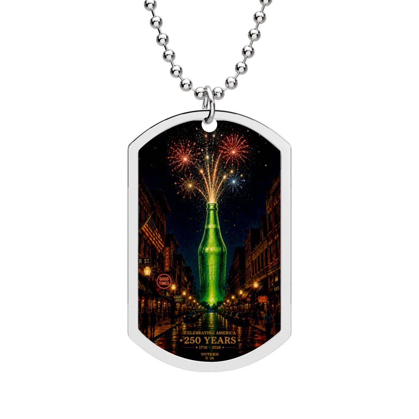 250th Anniversary Fireworks Dog Tag Necklace