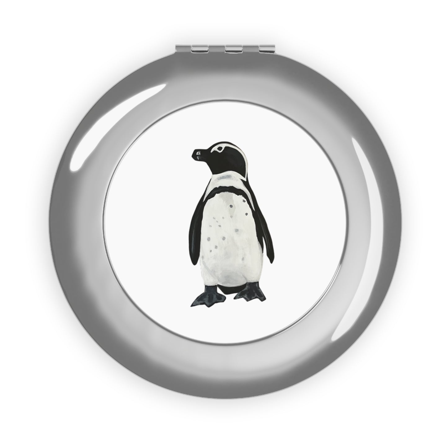 Cute Penguin Love White Compact Travel Mirror | Wildlife Pocket Mirror