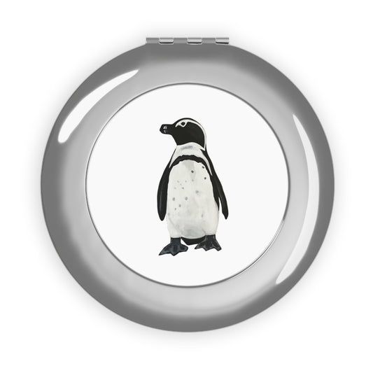 Cute Penguin Love White Compact Travel Mirror | Wildlife Pocket Mirror