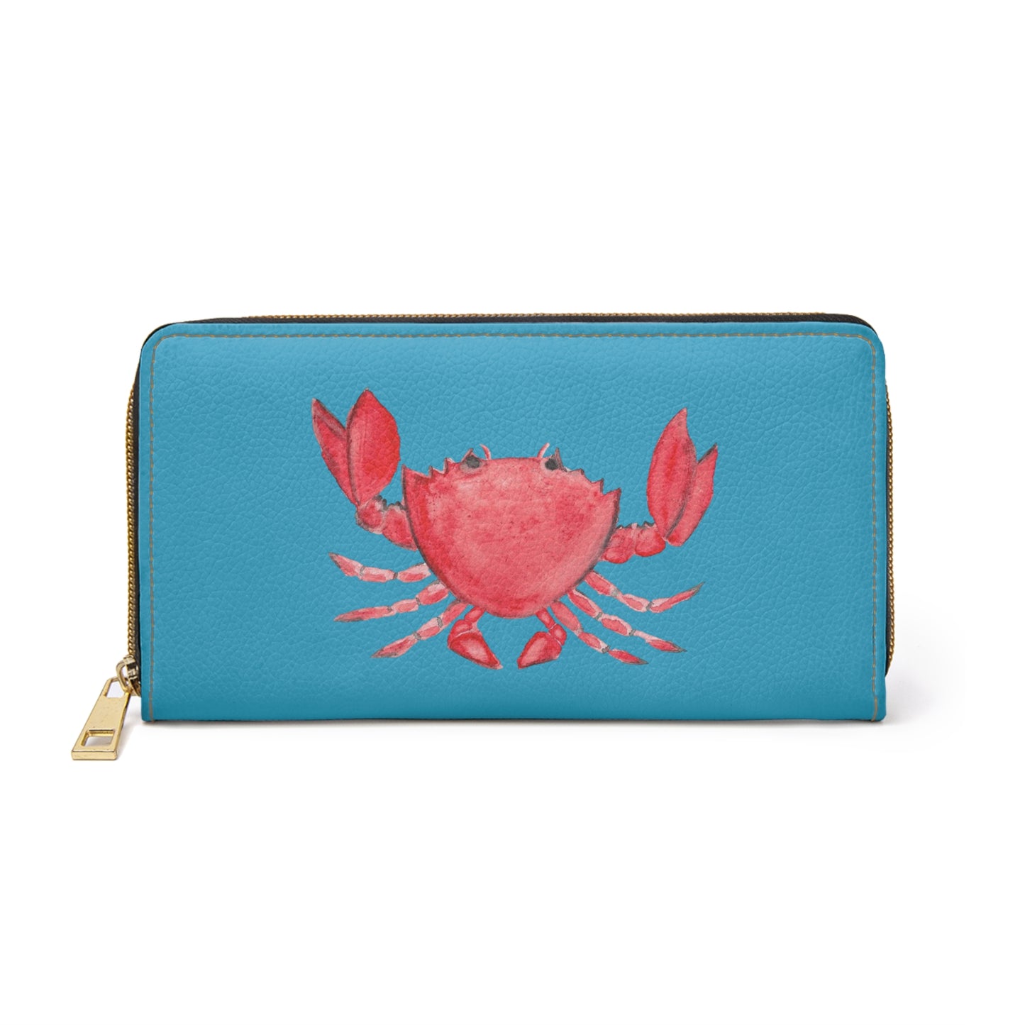 Cute Crabby Red Watercolor Crab Zipper Wallet