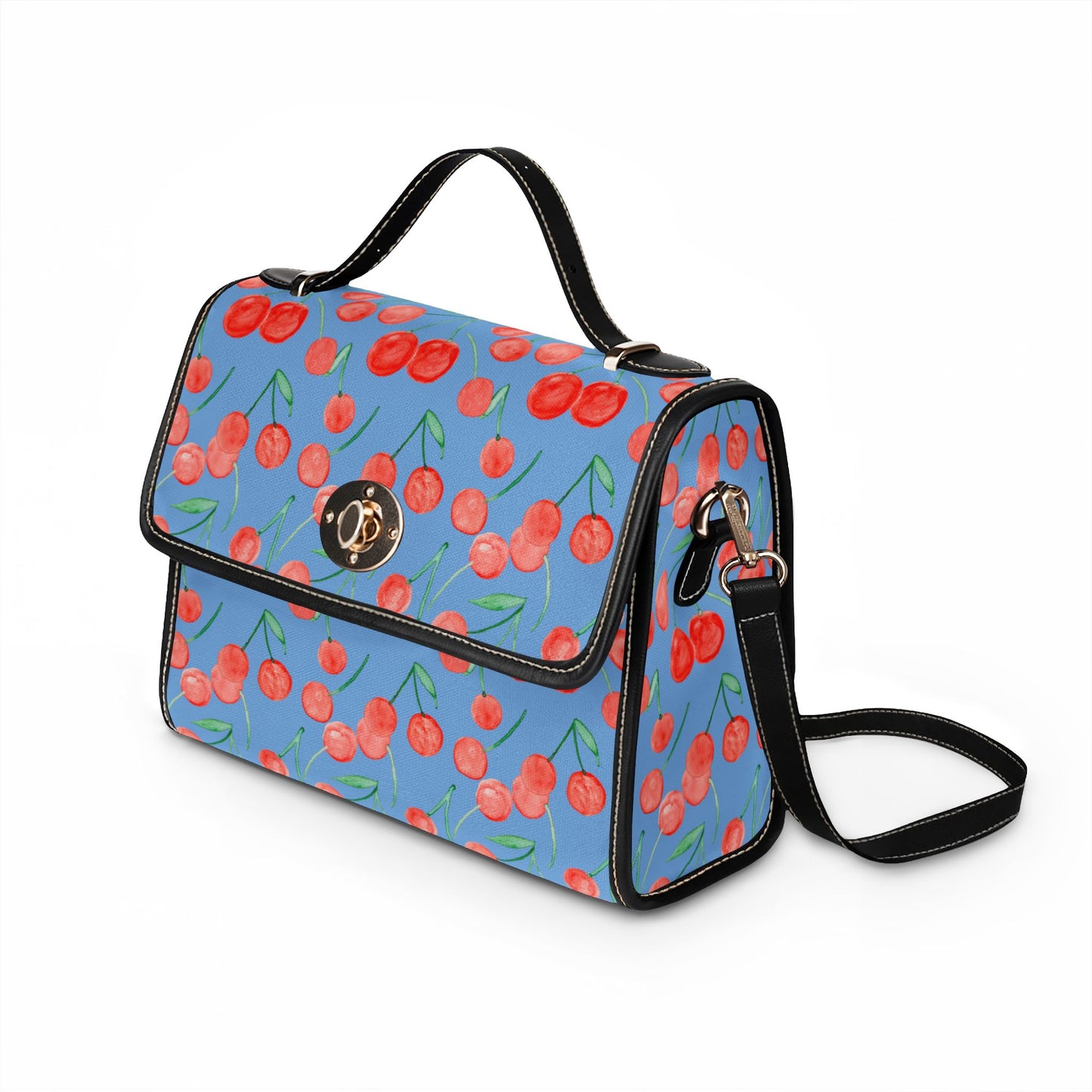 Watercolor Cherry Pattern Canvas Bag | Waterproof Fruit Purse