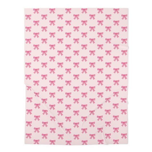 Pink Bow Baby Swaddle Blanket — Soft Newborn Wrap