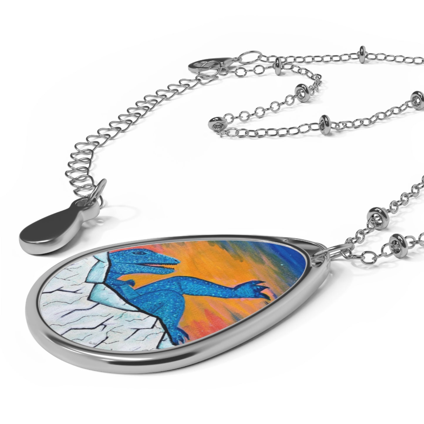 Allosaurus Baby Hatchling Oval Necklace