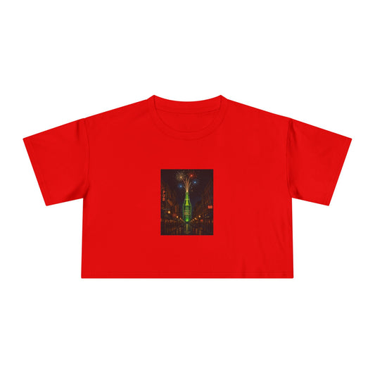 Crop Tee — Neon City Night Skyline Graphic 250th Celebration
