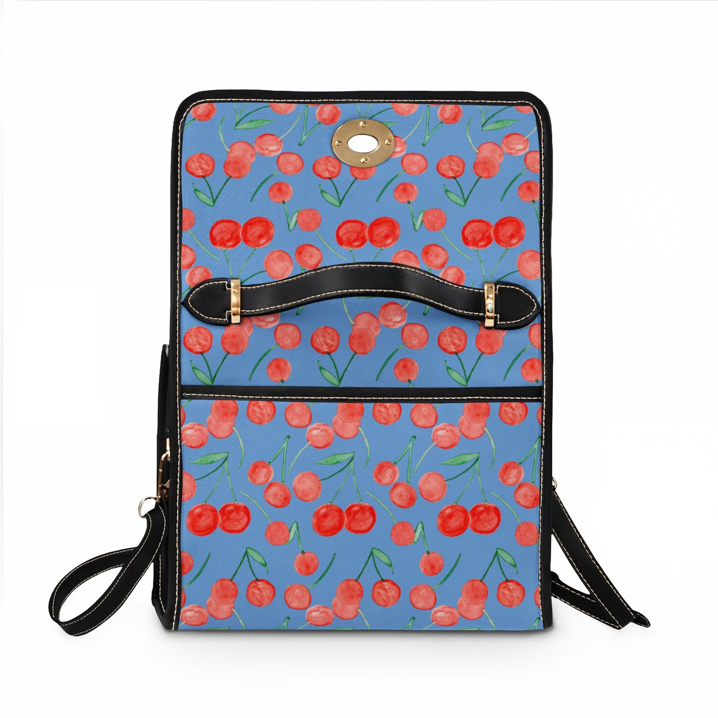 Watercolor Cherry Pattern Canvas Bag | Waterproof Fruit Purse