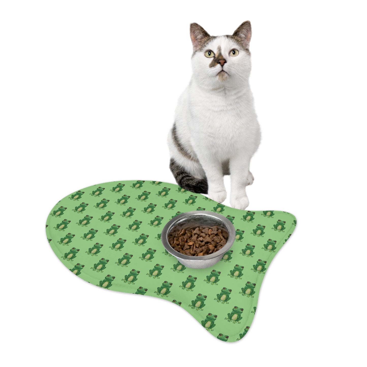 Green Frog Pet Feeding Mat — Non-Slip Dog & Cat Bowl Placemat