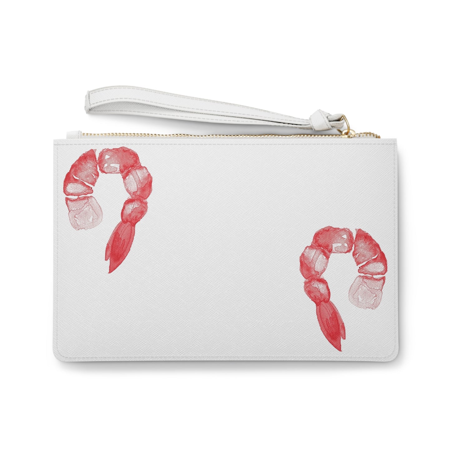 Watercolor Shrimp Clutch Bag — Coastal Seafood Wristlet Purse