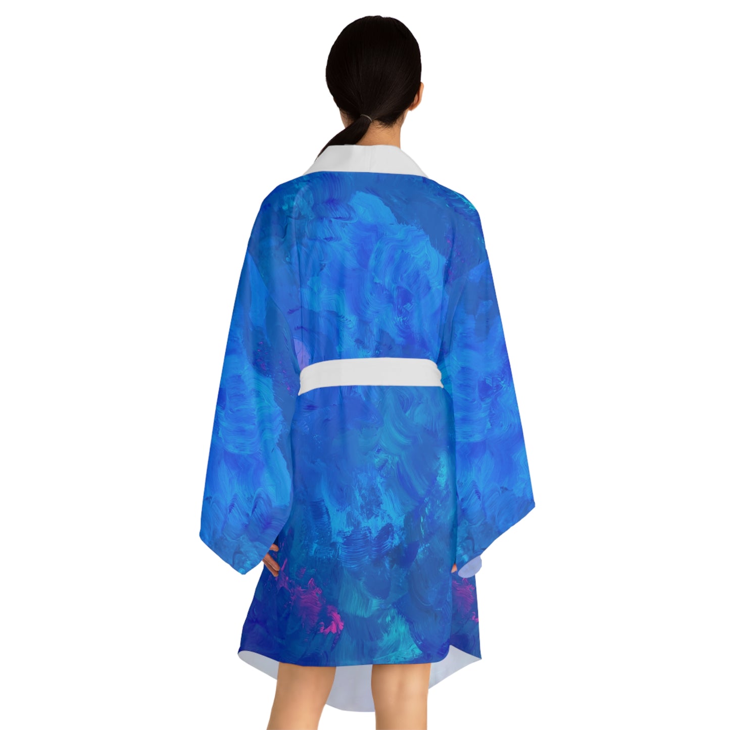 Vibrant Wish Print Long Sleeve Kimono Robe — Lightweight Loungewear