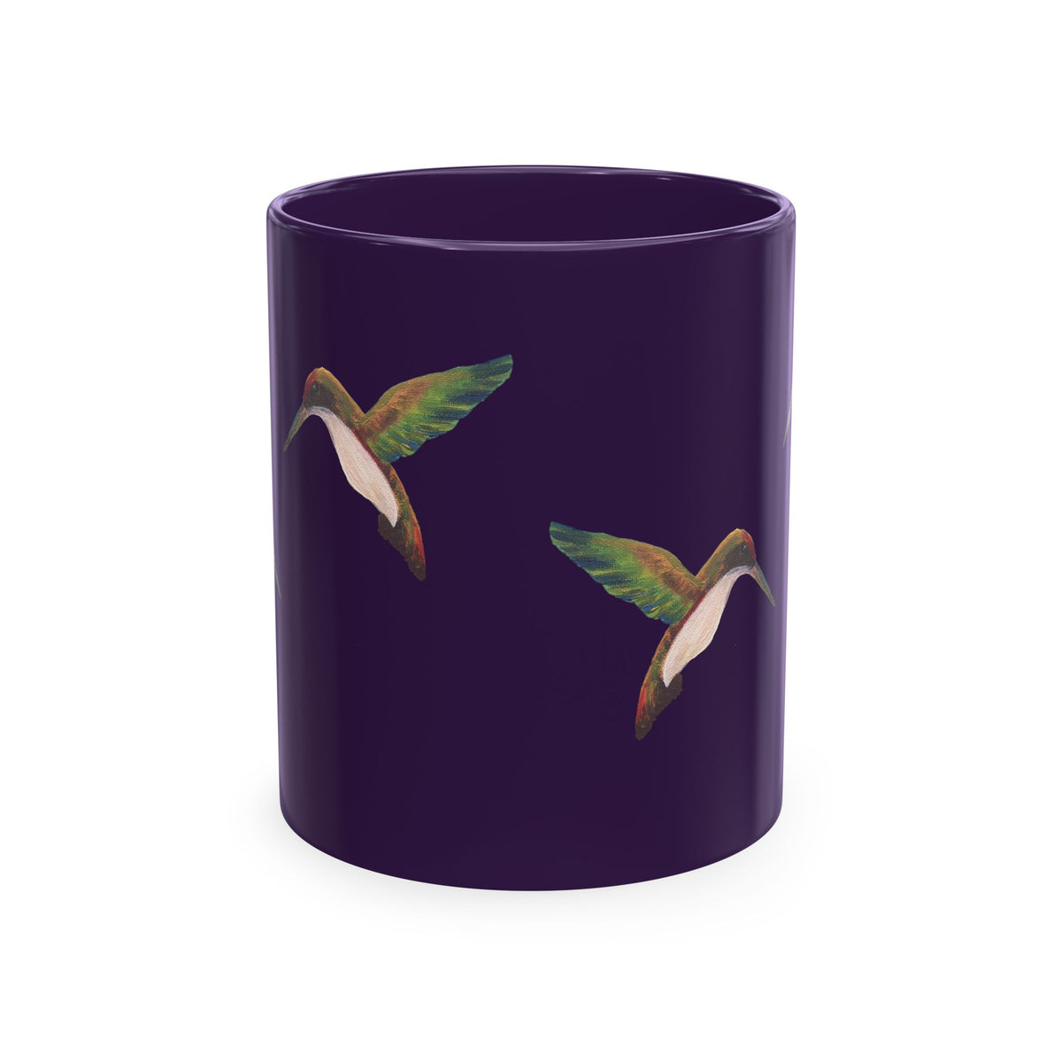 Hummingbird Pattern Ceramic Mug — Watercolor Nature Bird Coffee Cup