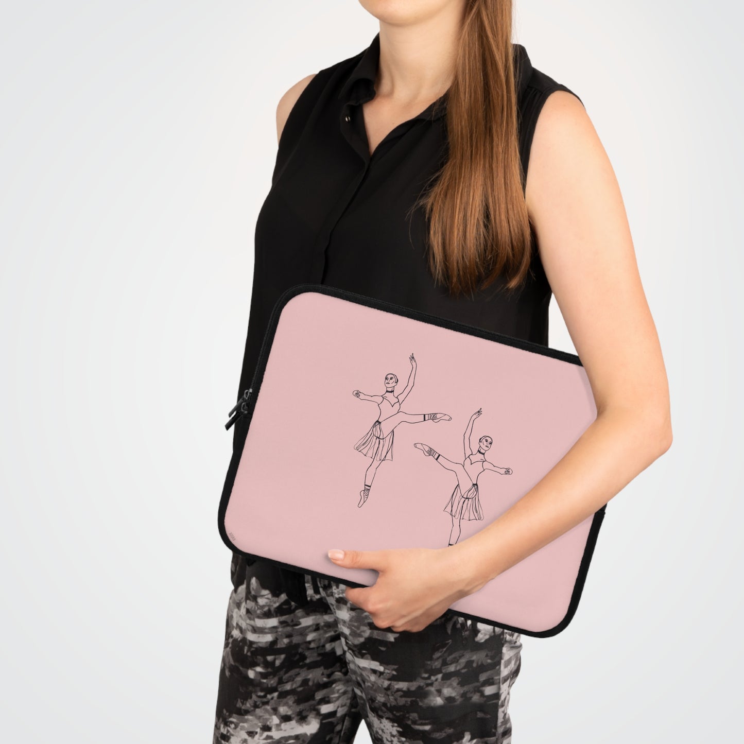 Ballet Dancer Laptop Sleeve — Minimalist Pointe Silhouette Neoprene Sleeve