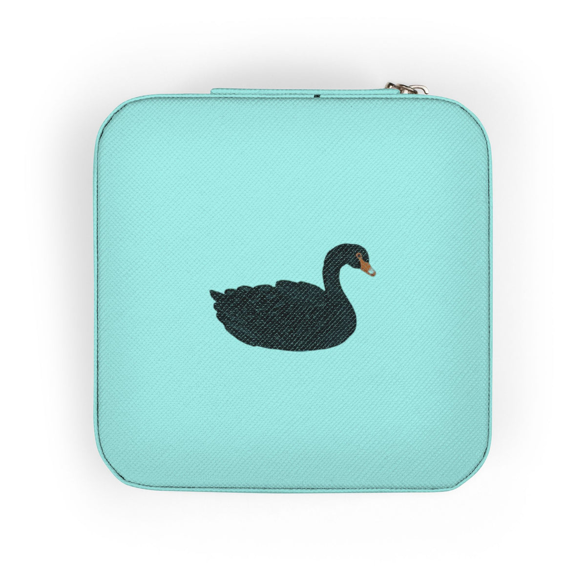 Compact Black Swan Jewelry Travel Case — Ring & Earring Organizer