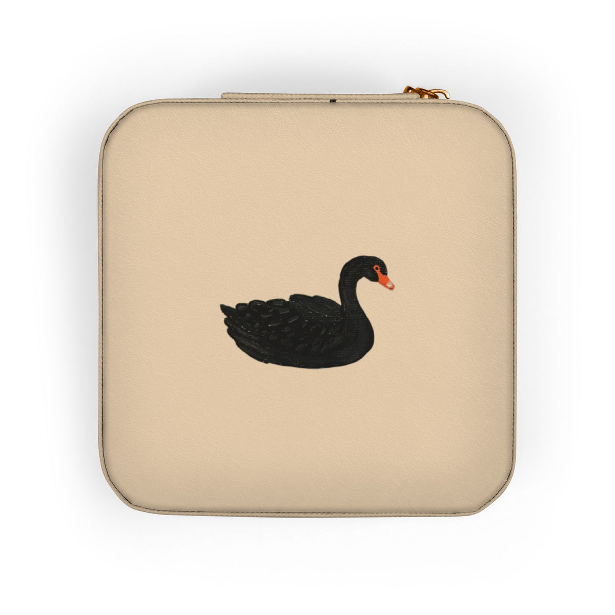Compact Black Swan Jewelry Travel Case — Ring & Earring Organizer
