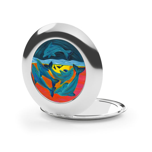 Jumping Dolphins Sunset Compact Mirror