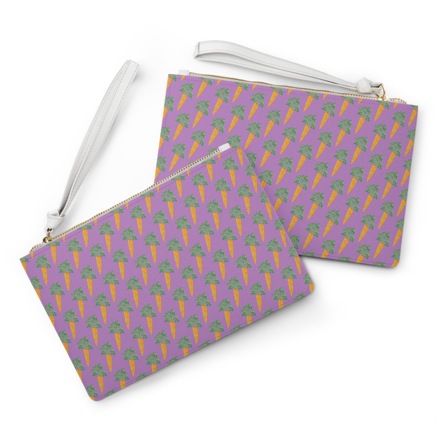 Carrot Pattern Purple Clutch Bag — Retro Vegan Leather Wristlet