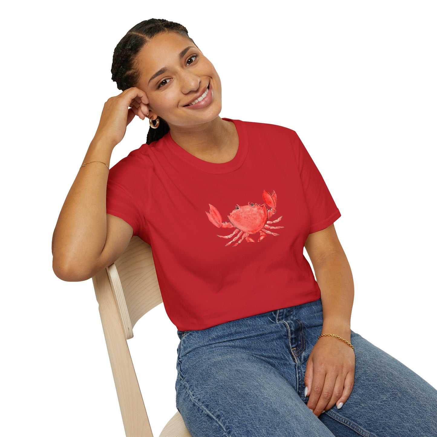 Crab Watercolor T-Shirt — Cute Coastal Beach Graphic Tee