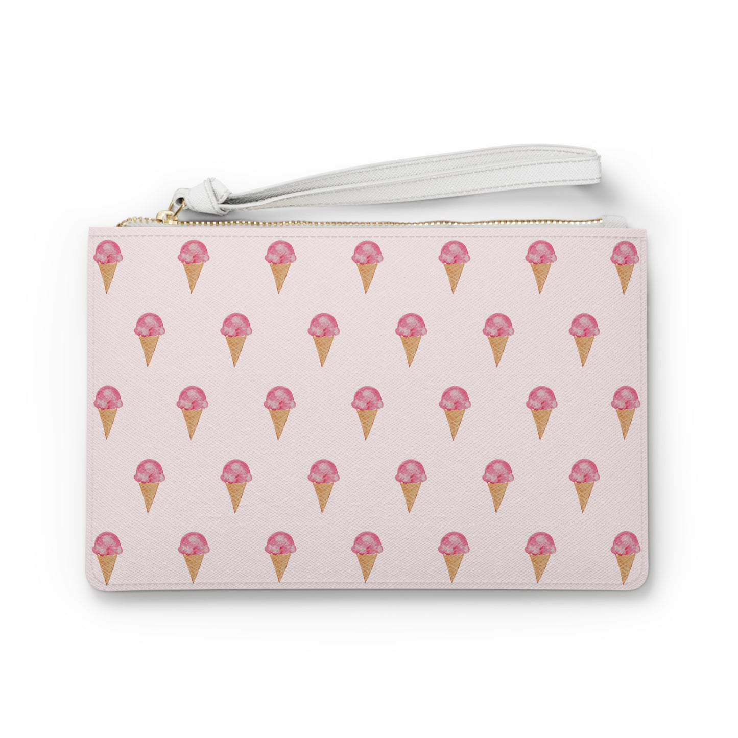 Pink Ice Cream Cone Clutch Bag — Watercolor Summer Wristlet Purse