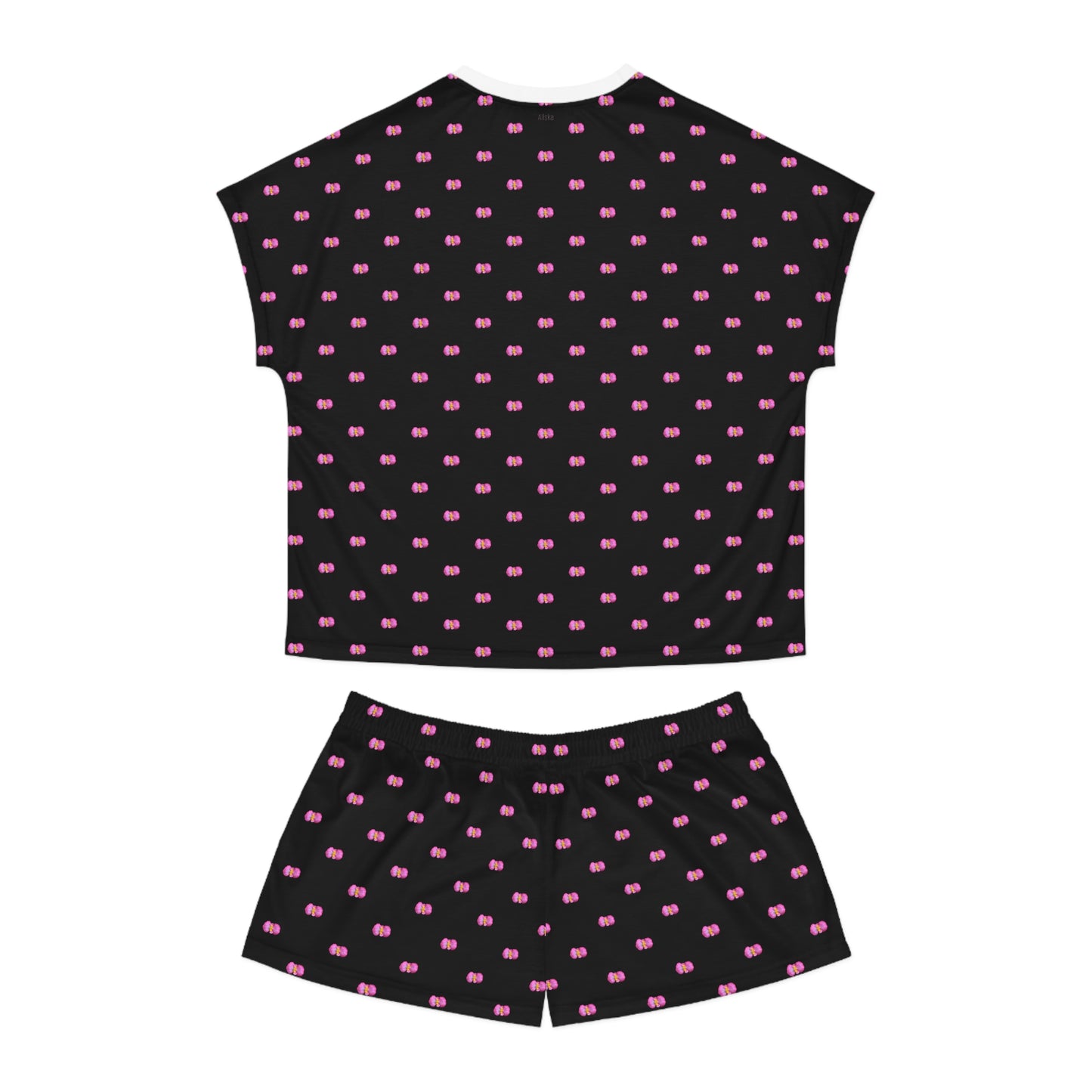 Pink Begonia Black Women's Short Pajama Set