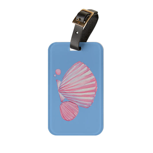 Pink Seashell Illustration Luggage Tag — Acrylic Beach Travel ID