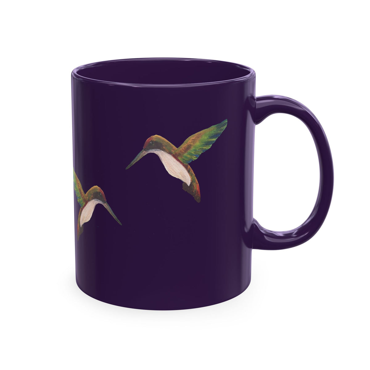 Hummingbird Pattern Ceramic Mug — Watercolor Nature Bird Coffee Cup