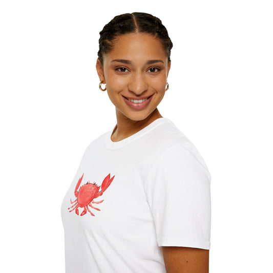 Crab Watercolor T-Shirt — Cute Coastal Beach Graphic Tee