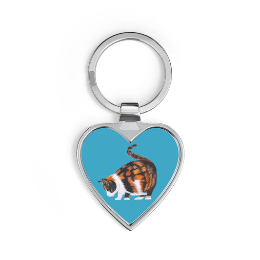 Calico Cat Heart Keychain — Cute Pet Lover Keyring