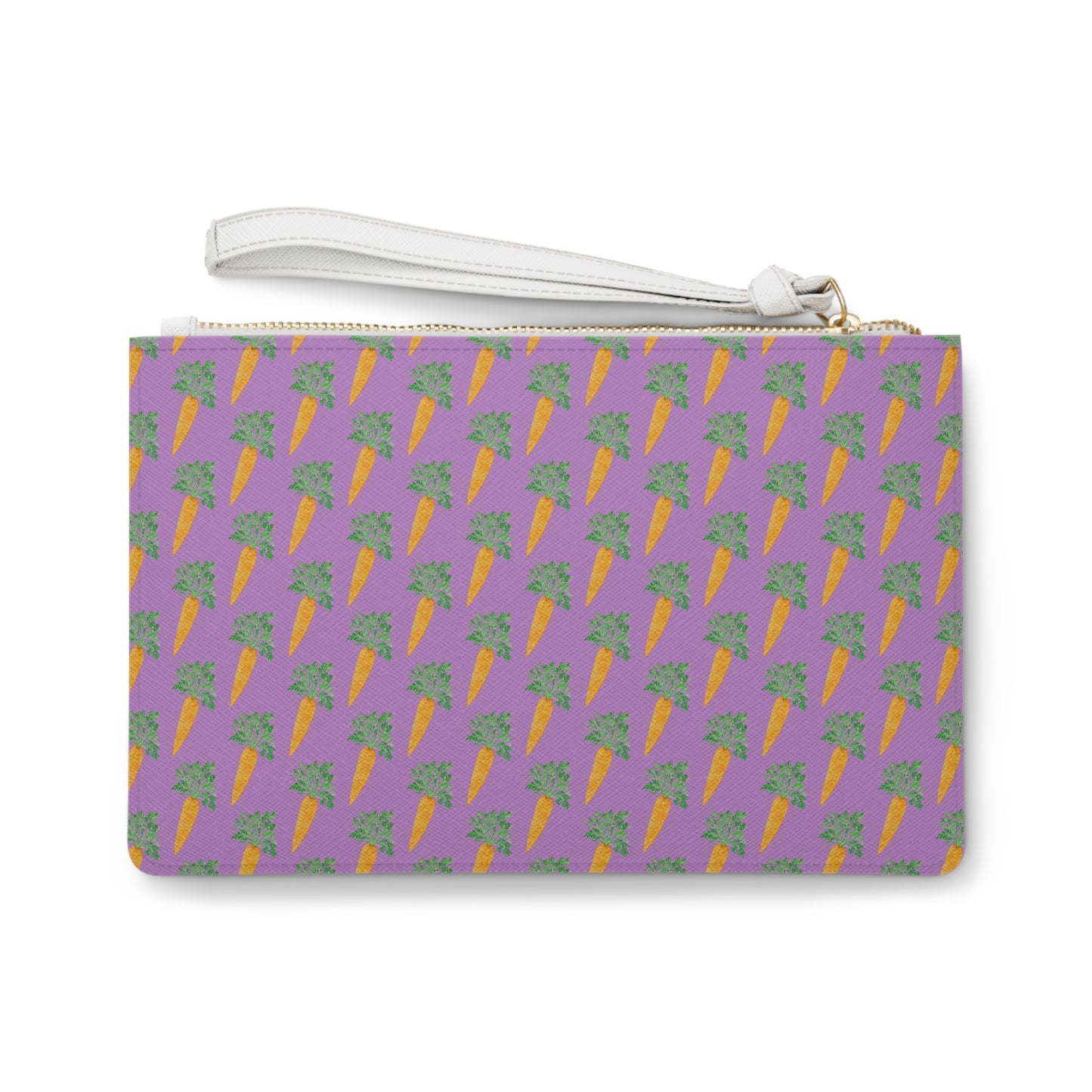 Carrot Pattern Purple Clutch Bag — Retro Vegan Leather Wristlet