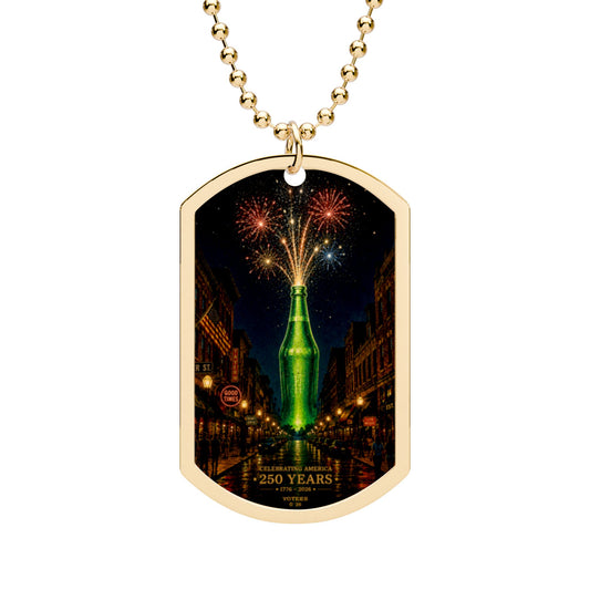 250th Anniversary Fireworks Dog Tag Necklace