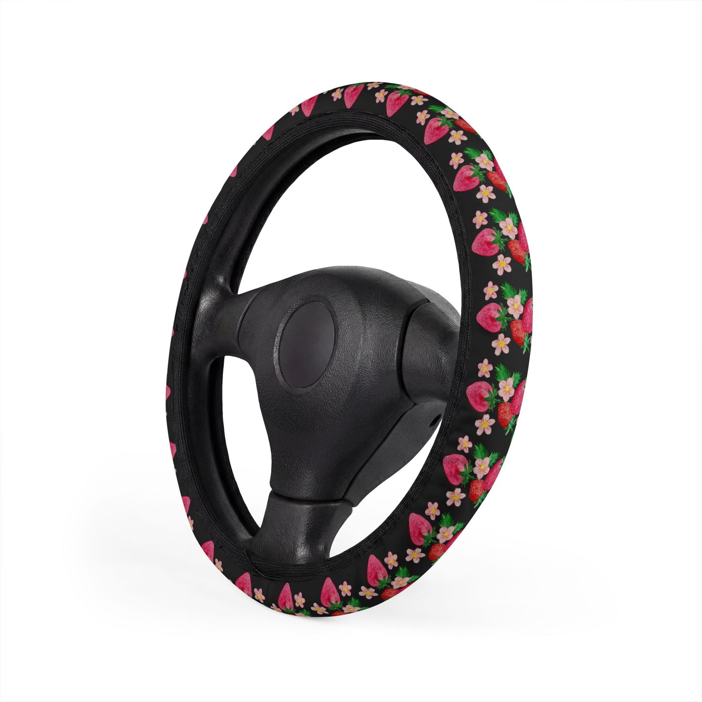 Strawberry Floral Steering Wheel Cover — Cute Car Accessory