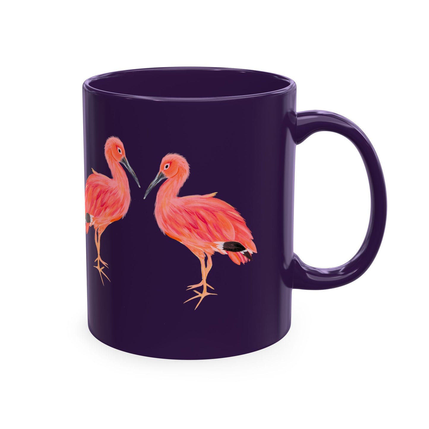 Ibis Bird Duo Ceramic Mug — Tropical Pink Bird Coffee Cup Assorted Color Mugs