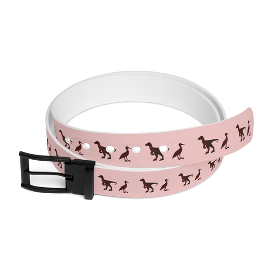 Dinosaur Print Belt — Retro Black Dino and Bird Pattern on Casual Belt