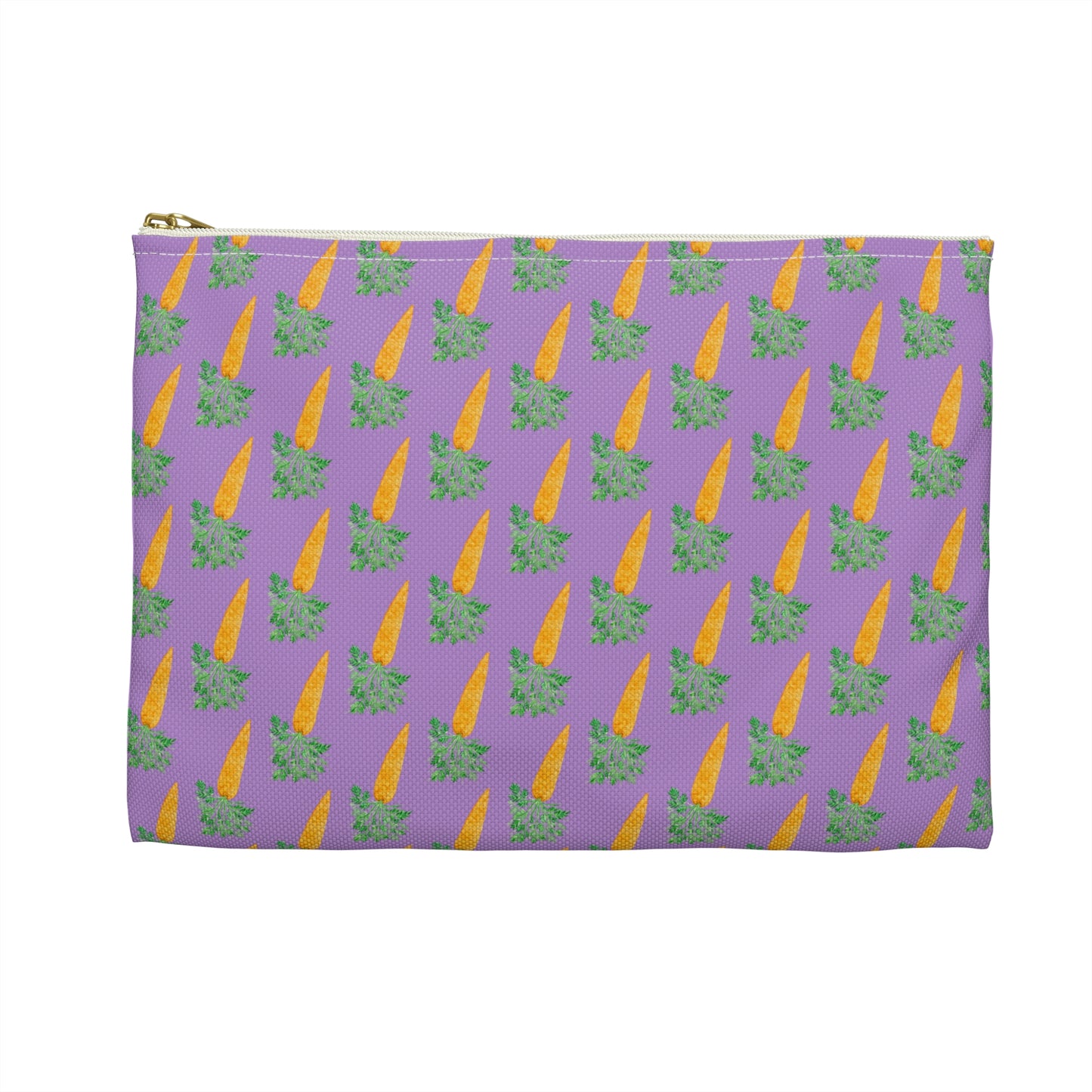 Carrot Print Accessory & Cosmetic Pouch — Pink Easter Zip Bag