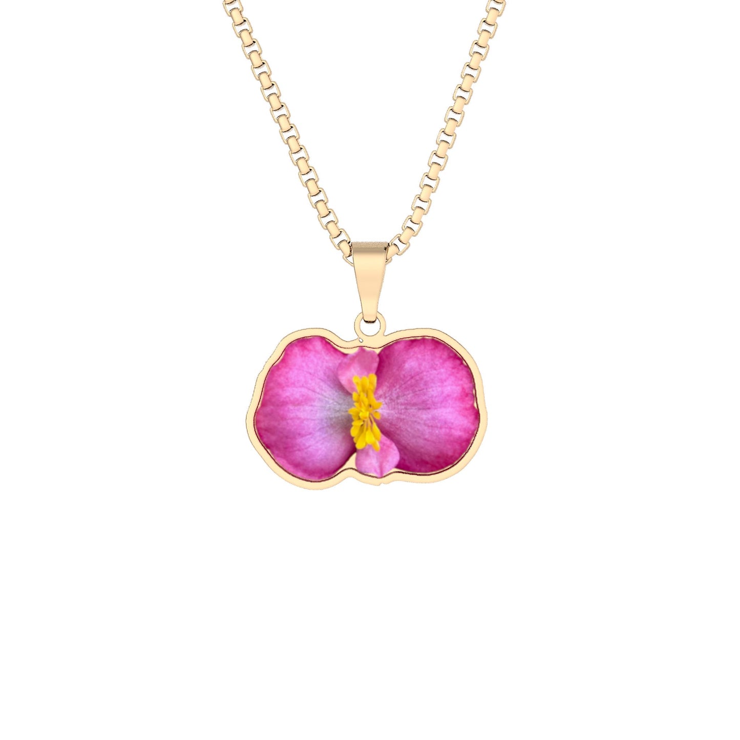 Pink Begonia Cutout Pendant Necklace