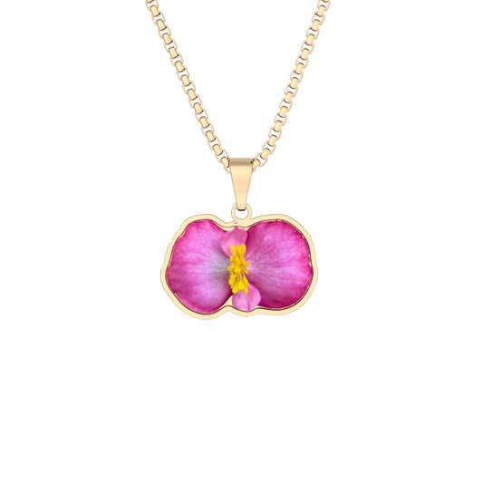 Pink Begonia Cutout Pendant Necklace