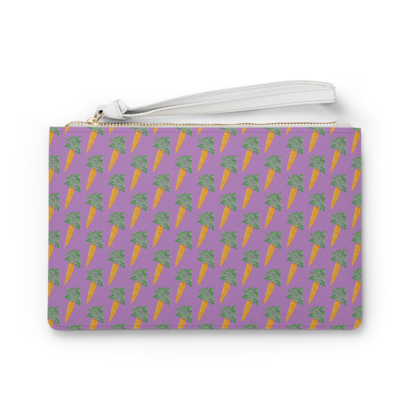 Carrot Pattern Purple Clutch Bag — Retro Vegan Leather Wristlet